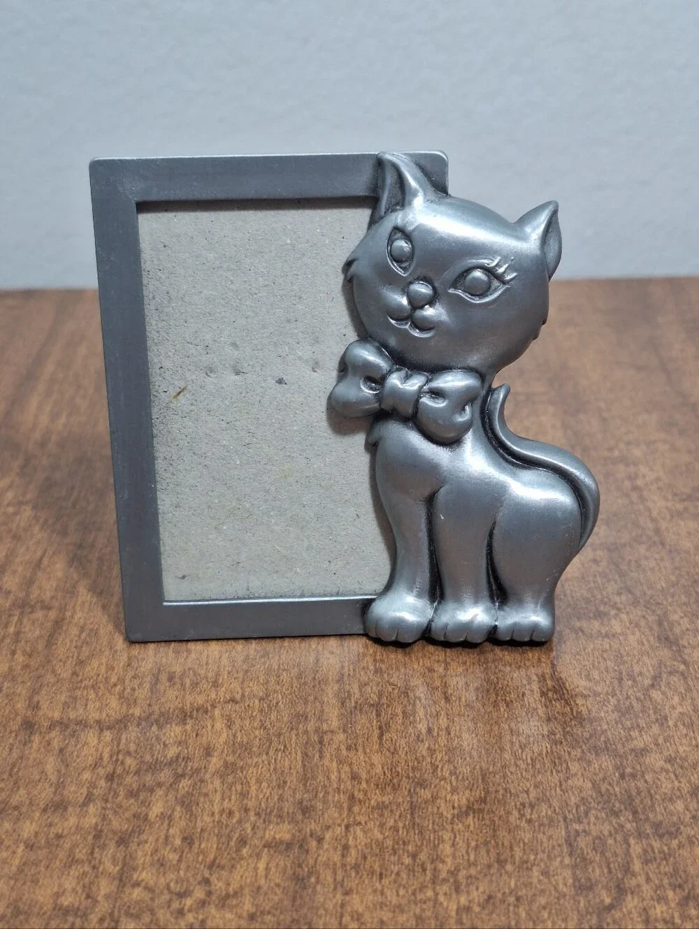 Set Of 2 Connoisseur Heavy Silvertone 3D Kitty Cat Mini Picture Frames Whimsical